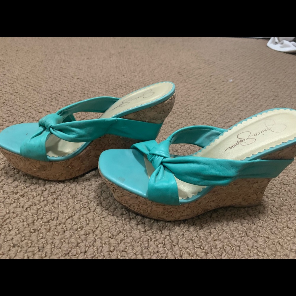 Jessica Simpson Turquoise Wedges